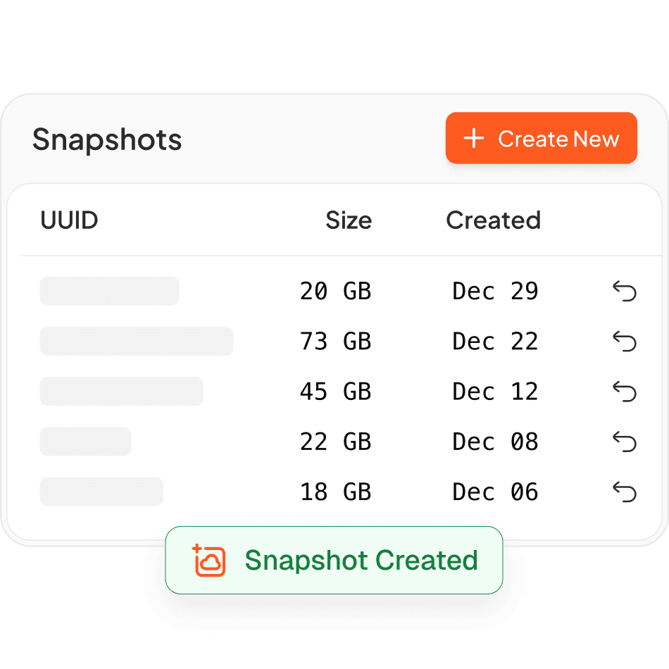 Snapshots & Backups Built In
